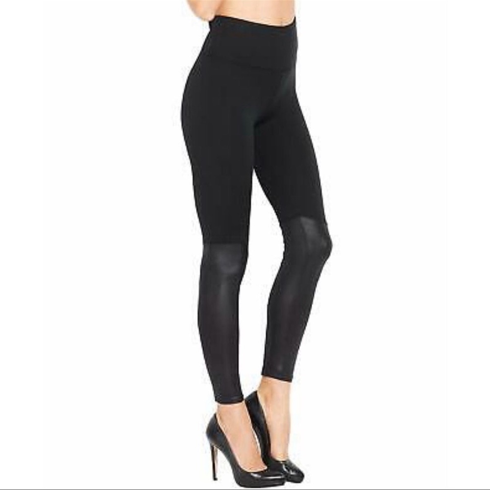 Spanx Contrast Leather Detail Leggings